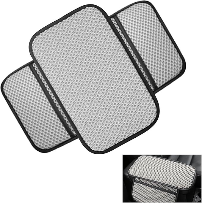 Armrest Cover for Car Console Covers for SUV Center Console Arm Rest Breathable Pad Middle Box Armrest Cushion Pad with 2 Organizer Bags Universal Car Interior Accessories Protection(Gray)
