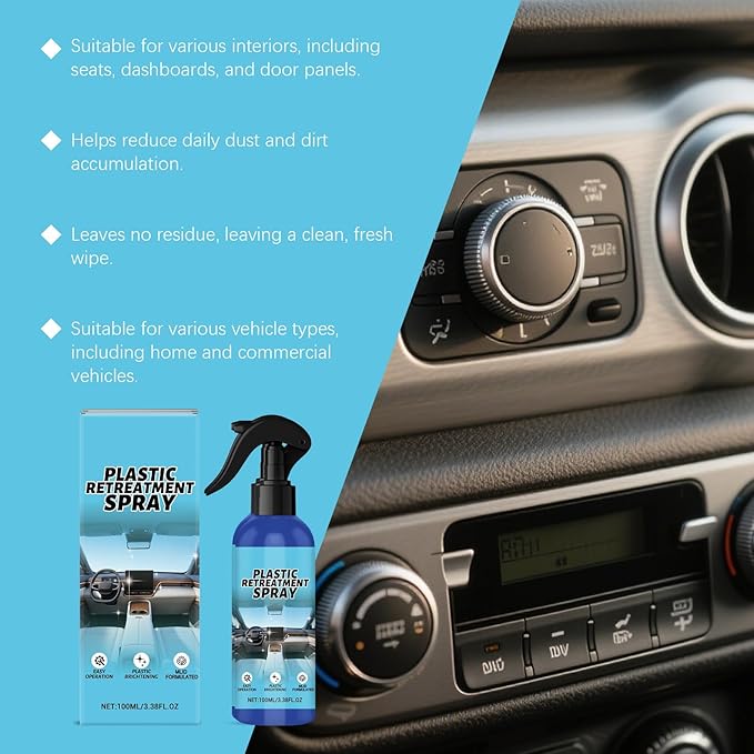 Plastic Restorer for Cars, Car Trim Restorer, Auto Detailing for Refreshing Faded Plastic, Leather, Vinyl and Rubber Trim with Polish, Long Lasting Care (3Pcs)