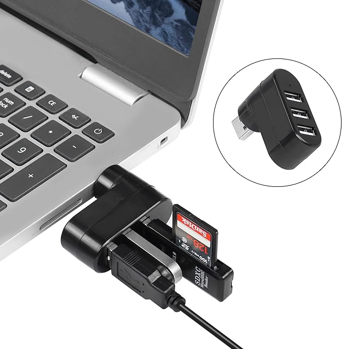 USB 3 Port Expander Splitter YACSEJAO 2PCS 180° Degree Rotatable USB 2.0 1 to 3 Hub for Flash Drive Mobile HDD PC Laptop Notebook and More