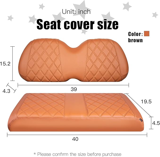 NOKINS Golf Cart Diamond Seat Covers Kit, Fit for Club Car Precedent OEM Standard Front Seat Cushion, Golf Cart Vinyl Seat Cover, No Nails Required