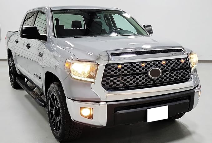 iJDMTOY 4pc Amber Lens Full LED Front Grille Clearance Light Kit Compatible with Toyota 2018-2021 Tundra w/Honeycomb, Non-TRD, Non-Horizontal Beam Grille