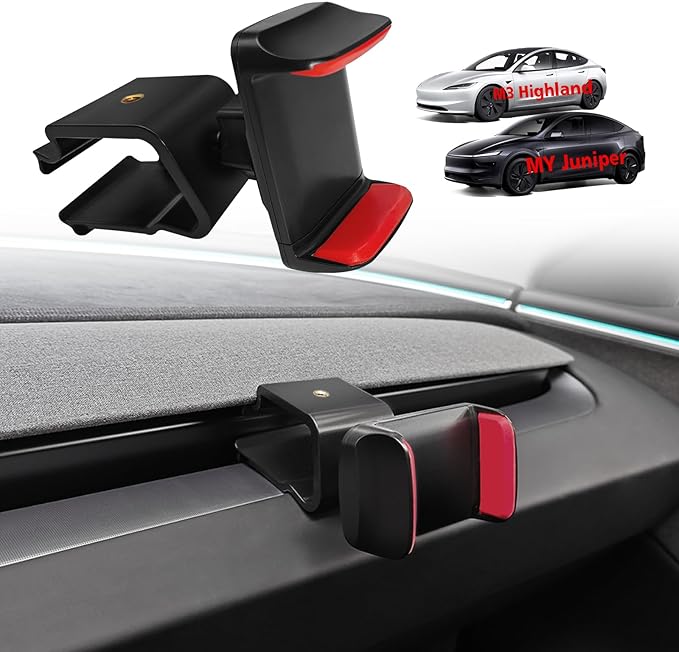 BestEvMod Dashboard Car 1/4 Screw Mount Phone Holder Tablet Mag Safe Compatible with Refreshed Tesla Model Y Juniper Model 3 Highland fits for All Phones & Android 360° Adjustable (Phone Holder)