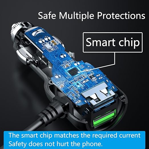 Dash Cam Mini USB Power Cable, Left Angle 90 Degree Mini USB with Dual USB Port Fast Power Supply, for 12V-24V Car and Truck Dash Cam, GPS Navigator, MP3 Player and Other USB Devices