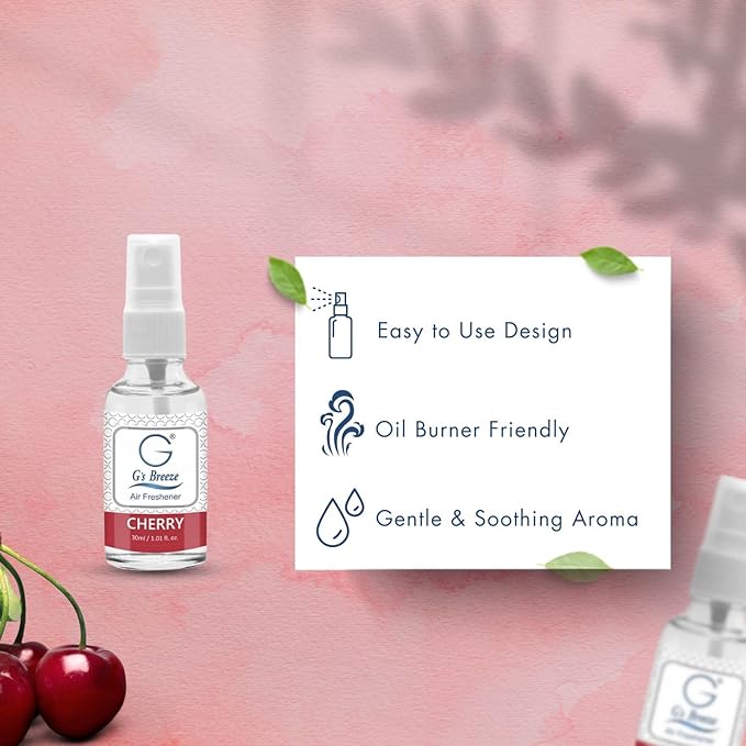 G's Breeze Cherry Air Freshener – Sweet, Vibrant & Long-Lasting Aroma of Ripe Cherries – Playful, Refreshing for Home, Car, or Office – Fruity Scent That Brightens Any Space – 48-Hour Duration