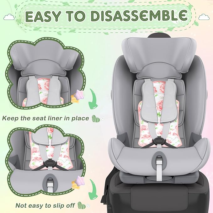 Pinkunn Gel Car Seat Baby Cooling Pad for Summer Breathable Stroller Cooler Pad Multifunctional Carseat Cooling Mat for Baby Child Dining Chair Safety Seat Stroller(Pink,Flower)