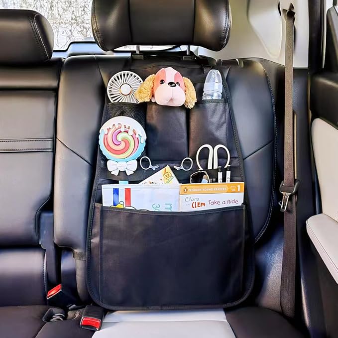 Car Seat Back Organizer,Back Seat Pocket,Car Seat Organizer with Multiple Pockets, Automotive Consoles & Organizers Universal Front Seat Organizer Travel Must-have (Black)