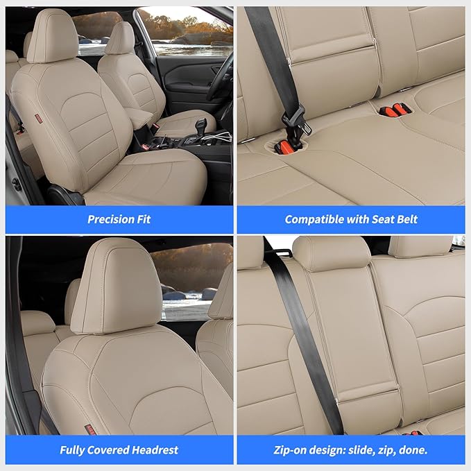 coverdream Forester Seat Covers Full Set for 2025 2026 Subaru Forester Base,Limited,Premium,Sport,Touring SUV,Fully Covered,Luxury Waterproof Leather Car Seat Protector(Beige)