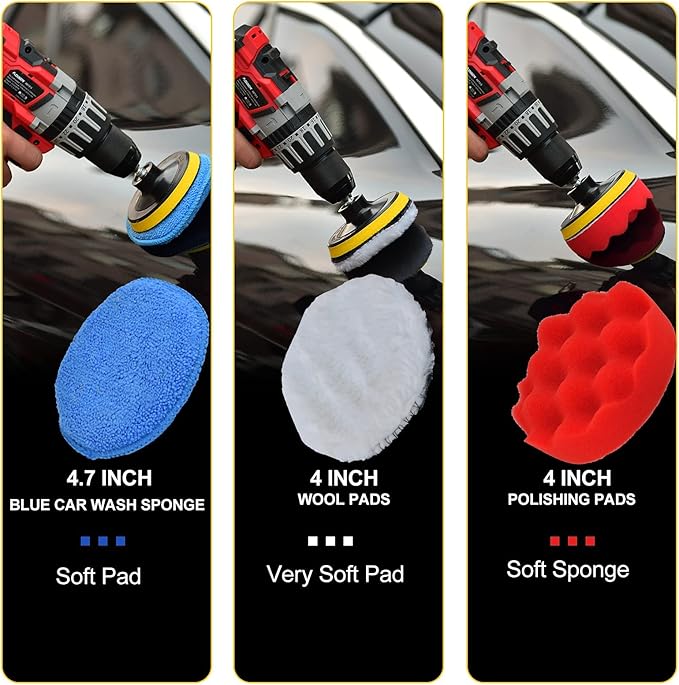 Shieldpro 45 Piece Drill Brush Attachment Set, All Purpose Power Clean Scrubber Brush, Scrub Pads & Sponge with Extend Long Attachment for Bathroom, Kitchen,Grout,Tub,Tile,Corners, Auto