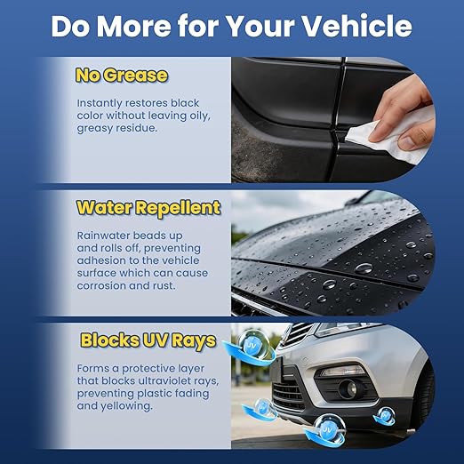 Plastic Restorer for Cars, Highly Concentrated Ceramic Coating Back to Black Auto Exterior and Interior Trim Scratch Remover on Plastic, Vinyl & Rubber, 300ml