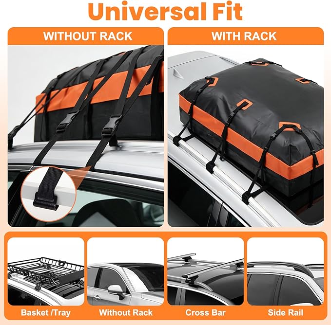 DUMOS Car Rooftop Cargo Carrier 20 Cubic Feet, Car Roof Waterproof PVC Bag, with Anti-Slip Mat,Combination Luggage Lock, Reinforced Straps & Door Hooks,Fit Vehicles with/Without Roof Racks