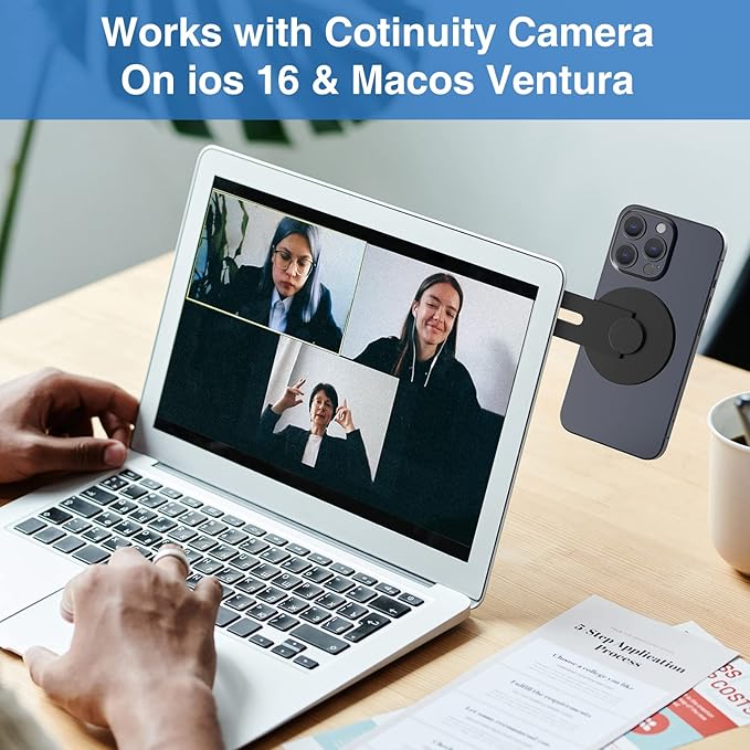 Laptop Phone Mount Magnetic Phone Holder for Monitor for MagSafe iPhone 17 16 15 14 13 12 & All Phones Phone Side Mount Adapter for Computer Monitor Display for Tesla, Phone Laptop Bracket Accessories