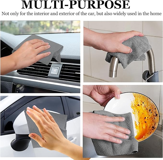wuyaoyao 50PCS Microfiber Cleaning Cloth Roll, 10"×10" Tear Away Microfiber Towels, Reusable Washable Cloth Paper Towels, Multi-Purpose Cleaning Rags for Car Home Kitchen Garage Shop (Gray)