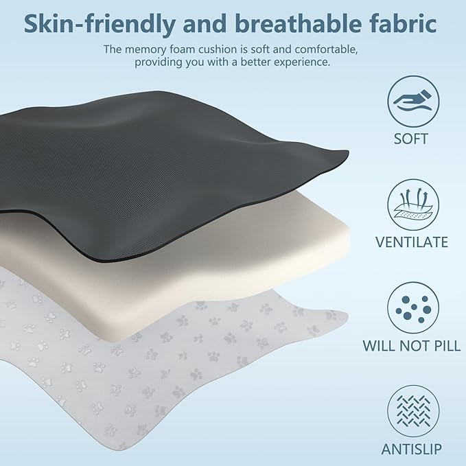 NS YOLO Ergonomic Car Seat Cushion with Comfort Memory Foam Neck Pillow, Car Pillow,Lumbar Support and Big Size Soft Seat Cushion for Driving Seat,Office Chair and Wheel Chair (Black and Pink-3 pcs)