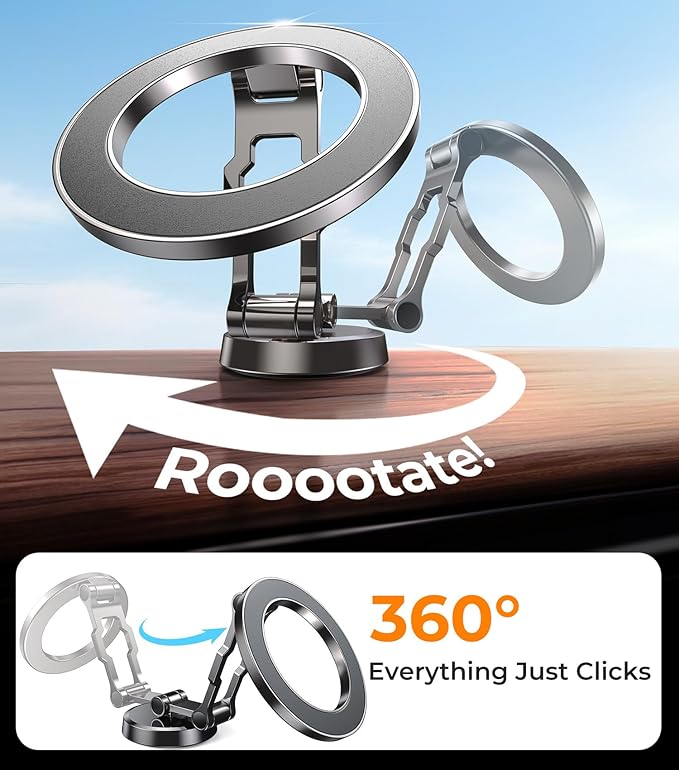 kaistyle for Magsafe Car Mount【Tri-fold & All Metal】Magnetic Phone Holder for Car Phone Holder Mount Dashboard Cell Phone Holders for Your Car Accessories for Women Men for iPhone 17 Pro Max 16 15 14