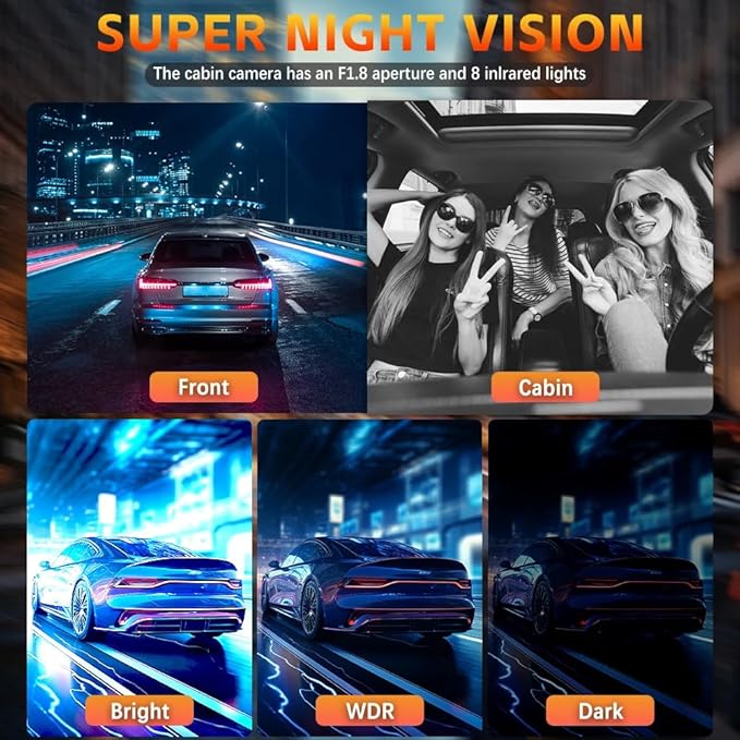 Dash Camera for Car Dash Cam Front Rear Left Right 4-Channel Dashcam 2K Full HD, 360° All-Round Protection, Car Security Video Recording, Night Vision, G-Sensor, Loop Recording