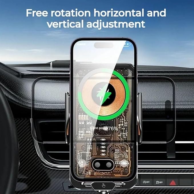 Chirsfairy 66W Fast Car Wireless Charger, 2024 New 66w Car Navigation Support Frame, Super Fast Charge Car Phone Holder, Automatic Clamping Induction Car Mobile Holder, Charging Phone Holder(Gold)