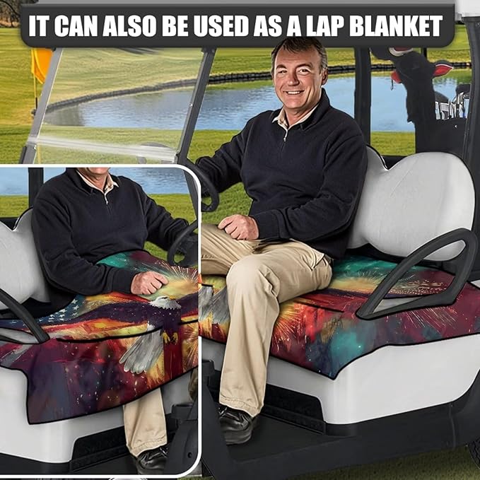 Biyejit Golf Cart Seat Covers with 4 Pockets Golf Cart Seat Towel Blanket Fits 2-Seat Golf Carts, Golf Cart Accessories