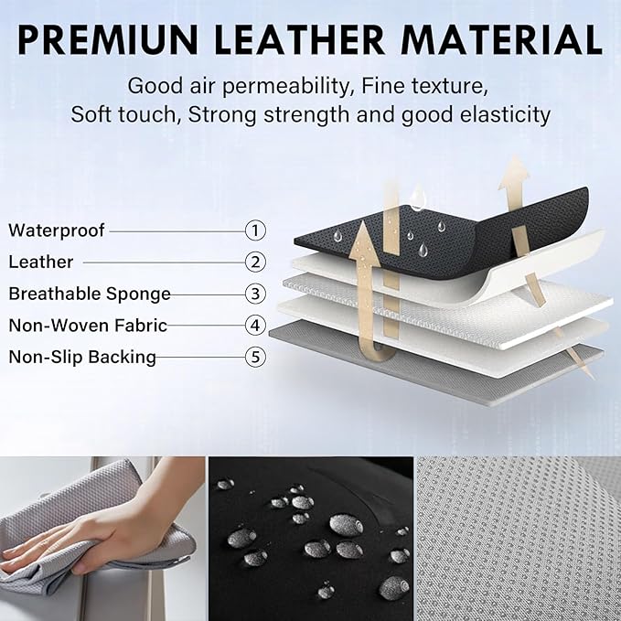 Coverado Car Seat Covers Full Set, Seat Covers for Cars, Car Seat Covers Front Seats and Back, Brown Car Seat Protector Waterproof, Nappa Leather Car Seat Cushion Fit for Most Cars
