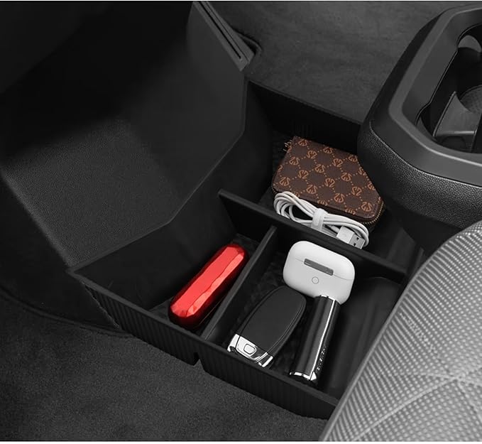 LUWU 2025 2026 B MW iX Lower Center Console Organizer for 2022-2026 iX xDrive45 xDrive60 M70 Accessories Armrest Console Storage Box Armrest Organizer Insert Tray Glove Organizer Tray TPE Material