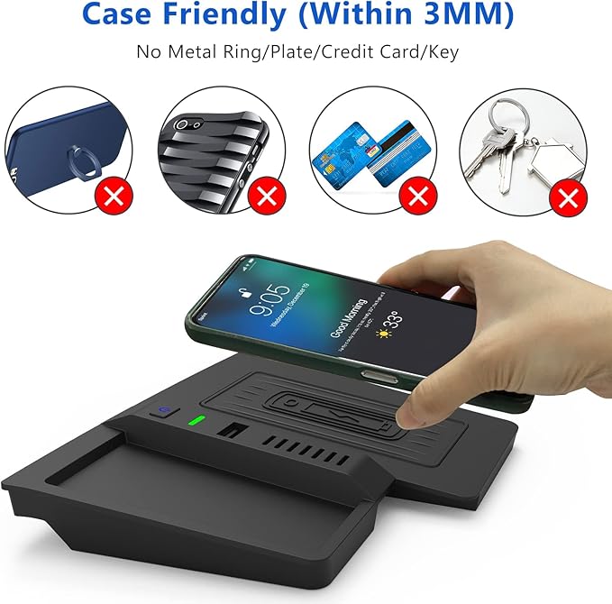 CarQiWireless Wireless Charger for Subaru Crosstrek Accessories 2018-2023, for Impreza Accessories 2017-2023,Wireless Charging Pad Center Console Organizer for Crosstrek 2023 2022 2021 2020 2019