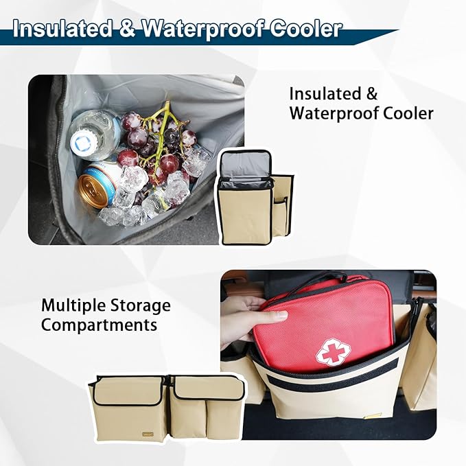 Deluxe Trunk and Backseat Organizer for Medium or large size SUVs & RVs, Detachable Storage Modules with Built-in Cooler, Patent Pending