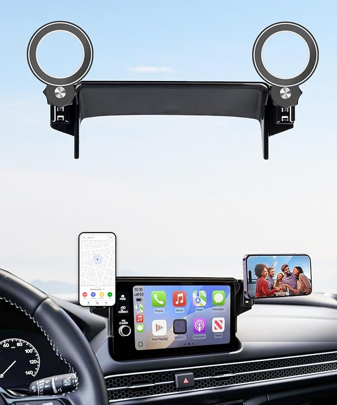 Car Phone Holder for Honda CRV/CR-V Hybrid 2023 2024 2025 2026/HR-V 2023-2026 Accessories Apply to 7/9 Inch Touch Screen Fixed Clip Magnetic Cell Phone Mount Handsfree 360 Degree Rotation