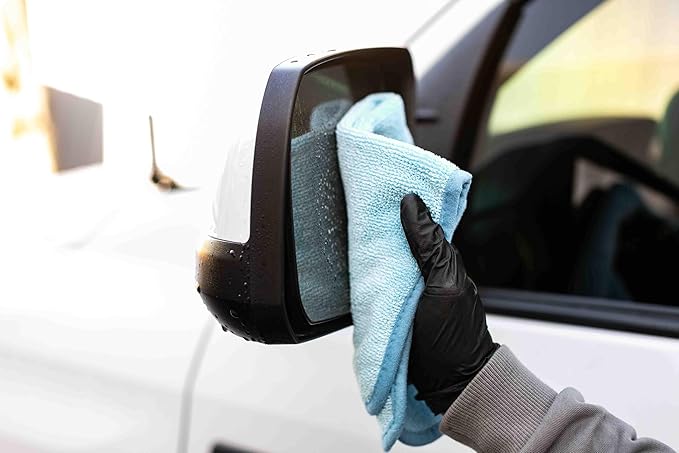 The Rag Company - Premium FTW - 70/30 Blend Microfiber Cleaning Towels for Glass, Windows, Mirrors, Polished Surfaces - Streak-Free - Scratchless, 16" x16' Light Blue (3-Pack)