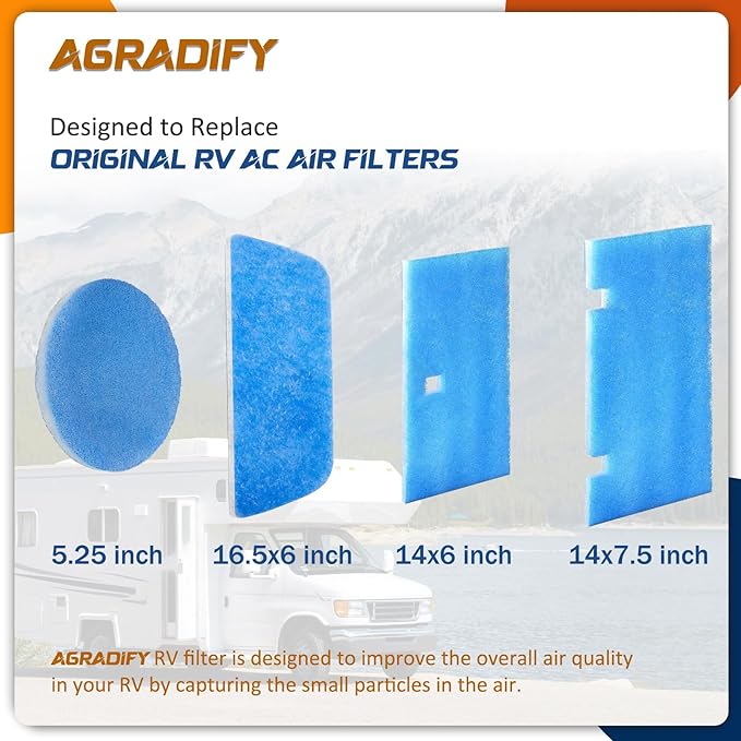 20 Pack RV Air Conditioner Filter 5.25” Round RV AC Filters Replacement with Central Hole MERV 8 Rated RV Air Vent Filters