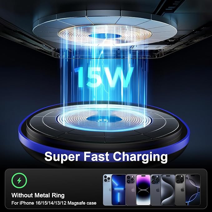 15W Magnetic Wireless Car Charger, MagSafe Car Mount Charger Fast Air Vent Car Phone Holder Charger for Samsung Galaxy S26 Ultra S26 S25 FE S25 Ultra S24 iPhone 17e 17 Pro Max 17 16e 16 Pro 15 Pro Max