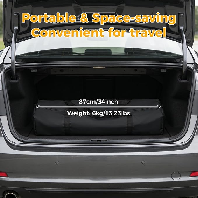 Semi-Automatic Car Tent, 3.78×7.2FT Portable Cars Umbrella Vehicles Tent Blocking UV Rays Car Roof Cover Cars Awning with Carrying Bag Sun Shades for Vehicles Roof Protection (Silver Gray)