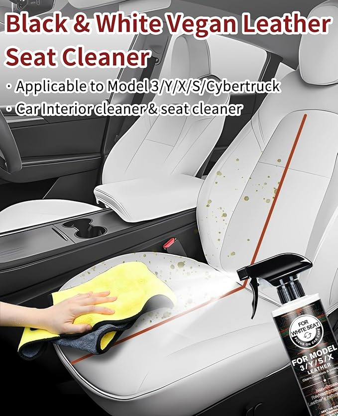 6Pcs Customized for Tesla Model 3 Y X S Seat Cleaner, Tesla Interior & Screen Cleaner Kit, White/Black Seat Cleaning Kit for Stain Removal, 2019-2026 Tesla Accessories for Seats, Dash