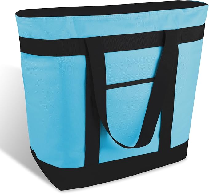 mosago Commercial Insulated Food Delivery Bag 39L, Heavy Duty Thermal Catering Tote with Zipper, Leakproof Hot & Cold Transport Bag for Restaurant & Professional Drivers, Blue