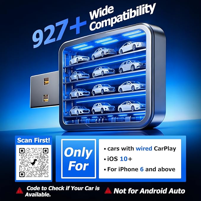 Wireless CarPlay Adapter for iPhone, 2026 Upgraded Carplay Dongle Converts Wired to Wireless, Plug & Play Auto Connect, Mini USB CarPlay Adapter, Stable No Latency Connection Compatible with iOS 10+