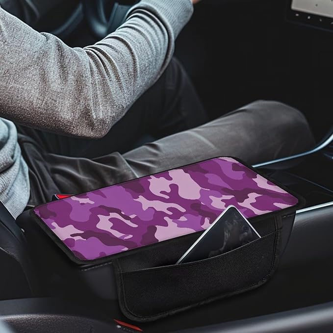 Camo Print Center Console Covers for Cars Waterproof Automobile Armrest Seat Box Cover Cushion Scratch-Resistant Vehicle Armrest Cover Pad Universal Fit for Most Cars Sedan Truck SUV