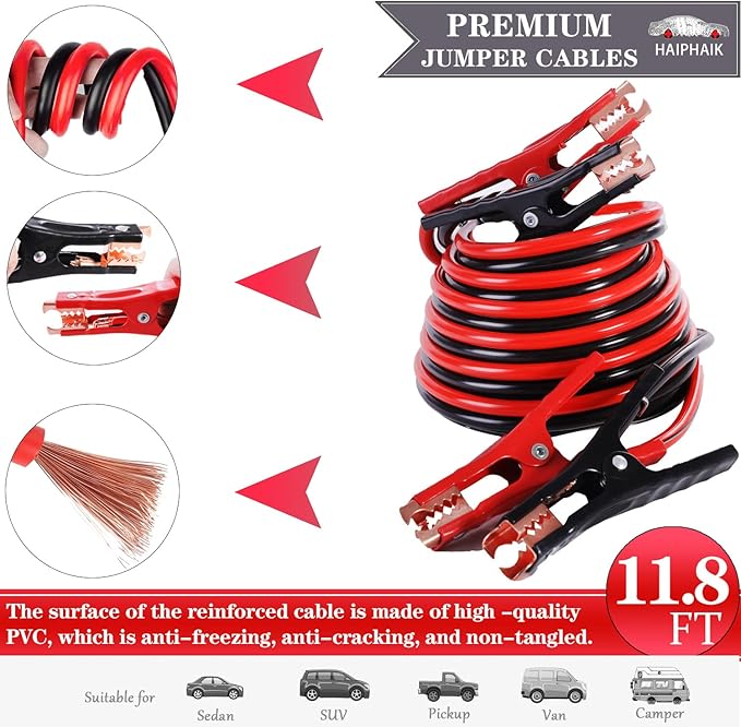 Car Emergency Kit,Emergency Roadside Kit for Car,Car Accessories for Women or Men,Car Safety Kit with Jumper Cables 11.8 FT,Tow Strap,Folding Survival Shovel,Roadside Emergency Kit