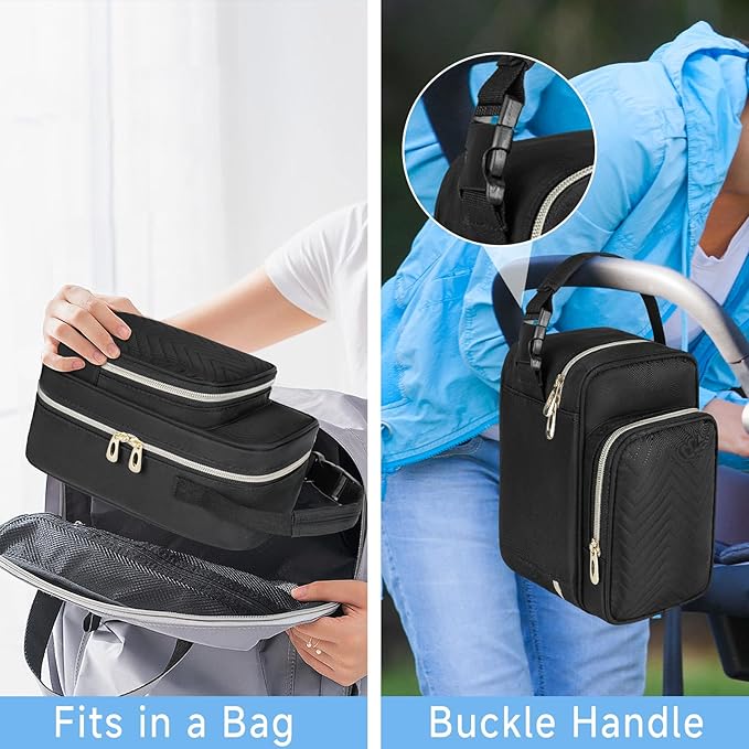 Breastmilk Cooler Travel bag with Ice Pack,Portable Breastmilk Cooler Bag with Buckle Handle,Insulated Breastmilk Storage Bag Cooler,Black