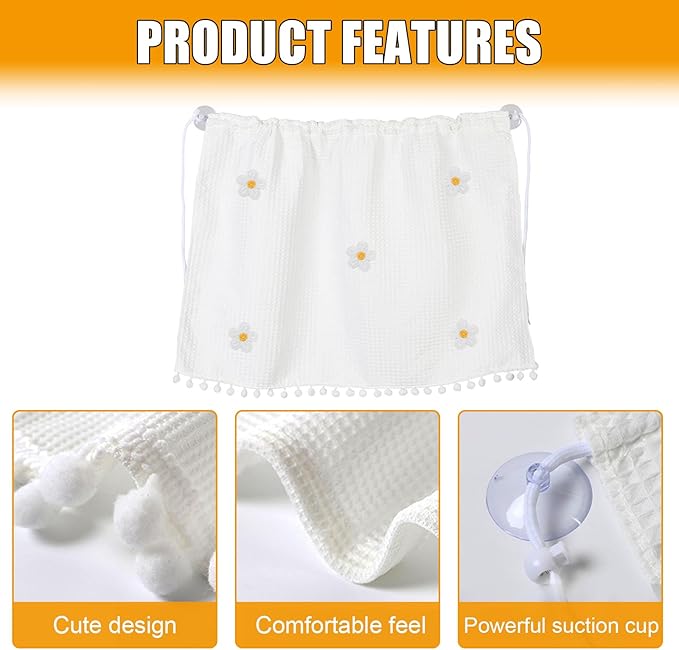 Car Side Window Sun Shade Privacy Curtain for Baby - Blackout UV Protection Car Window Shades with Suction Cup for Back Seat - Cute Auto Camping Windows Screen Shades (Five Small Flowers)