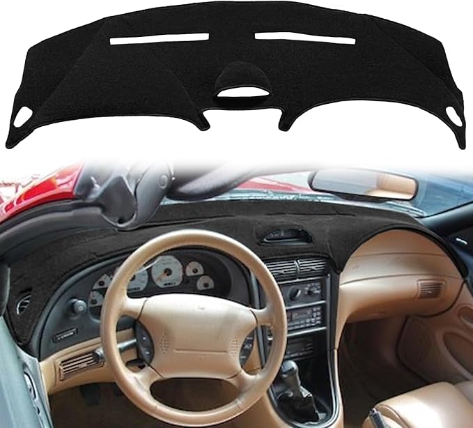 Dash Cover Mat Custom Fit for Ford Mustang Dashboard Cover Pad Cap Carpet Protector(Black) J280
