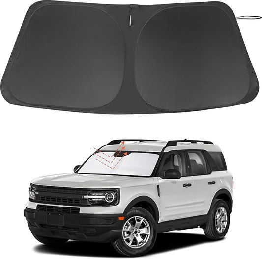 Windshield Sun Shade Custom Fit for 2021 2022 2023 2024 2025 2026 Ford Bronco Sport Accessories Foldable Sunshade Sun Blocker Protect Car from Sun Rays & Heat Damage Keep Car Cooler