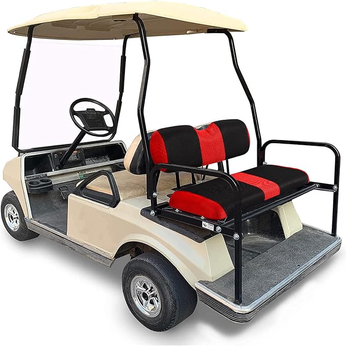 Golf Cart Front and Back Seat Covers for Club Car Precedent 4 Passenger Models,Breathable Washable Polyester Mesh Seat Cover Red
