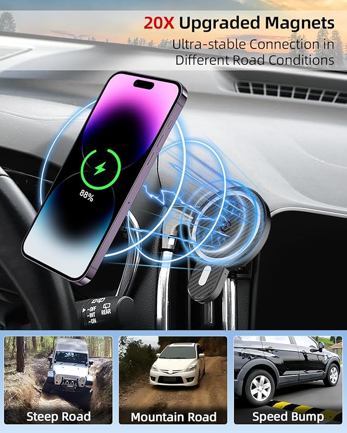 PZK Car Phone Mount for Chevrolet Equinox 2018 2019-2021 2022 2023 Accessories Chevy Car Phone Holder Magnetic 15W Fast Wireless Charger Air Vent 360° Rotation Hands Free Phone Automobile Cradles