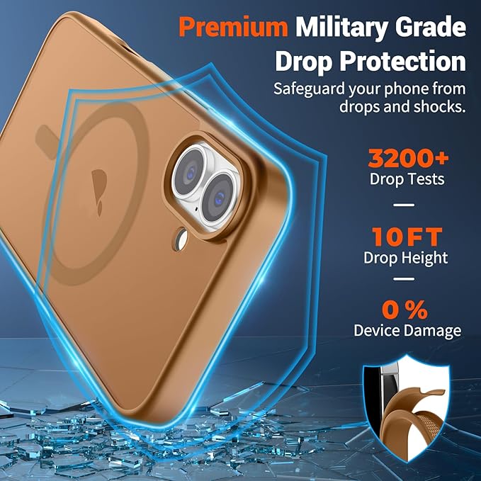 SUPFINE Magnetic for iPhone 17 Case (Compatible with MagSafe)(Military Grade Drop Protection) Translucent Matte Shockproof with Anti-Fingerprint Phone Cover 2025,Brown