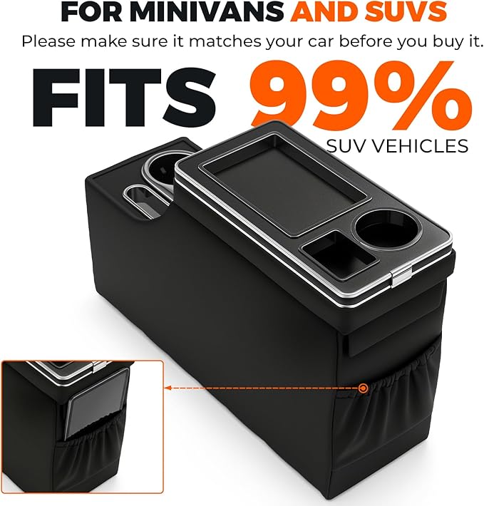 Center Console Between Seat Organizer for Minivans,SUVs,Middle Van Console Floor Console Organizer Storage Box with Phone Holder,Drawers&Cup Holders,for SUVs Console Organizer Storage Box with Locking