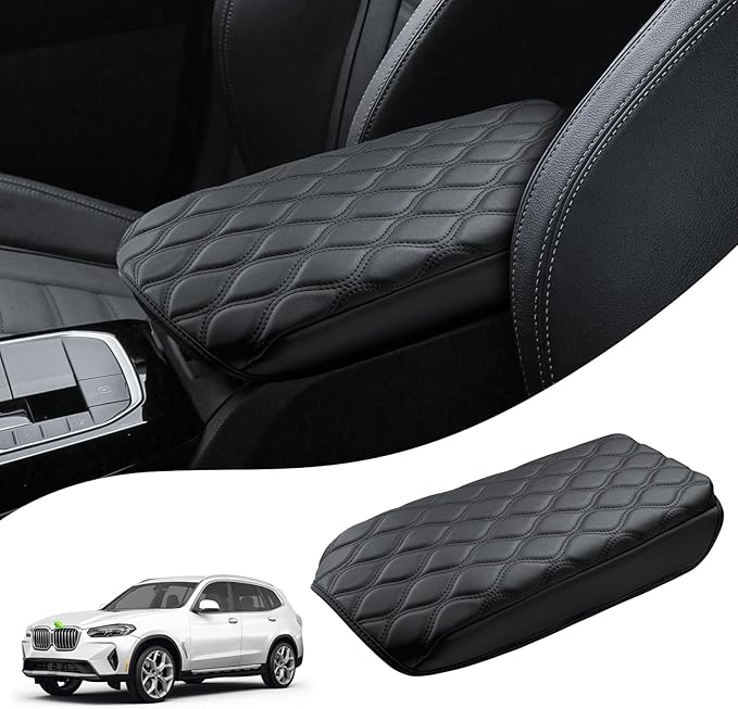 Autorder Center Console Cover for 2018-2024 BMW X3/BMW X4 2019-2025, Accessories Armrest Cushion Cover Nappa Leather Middle Console Covers X3 Console Cushion Pad Anti-Scratch