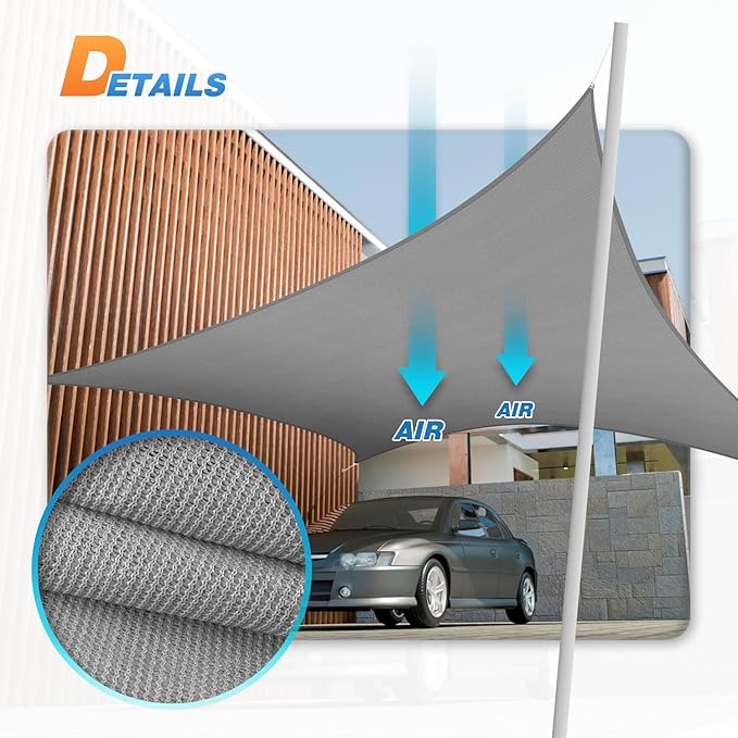 TANG 10'x14' Sun Shade Sail Rectangle Sunshade Canopy UV Block Shade Cloth Pergola Cover for Outdoor Patio Garden Gazebo Deck, Grey
