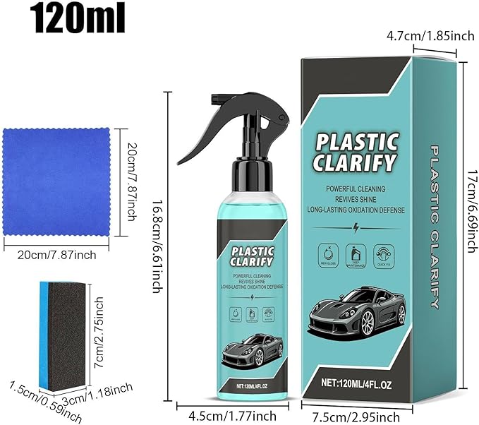 Car Trim Restorer - 120ml Professional Spray Cleaner | Handmade Craft Artistic Detailing Durable Shine & Easy Use Features with Towel and Sponge for Automotive Interior Dashboard