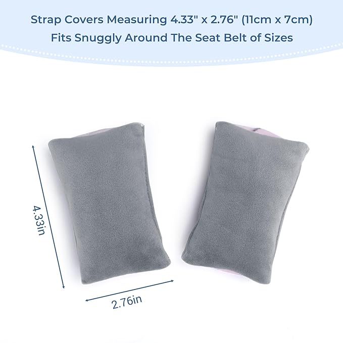 COOLBEBE Car Seat Straps Shoulder Pads for Baby Kids, Super Soft Seat Belt Covers for All Car Seats/Pushchair/Stroller/High Chair (Grey/Pink)