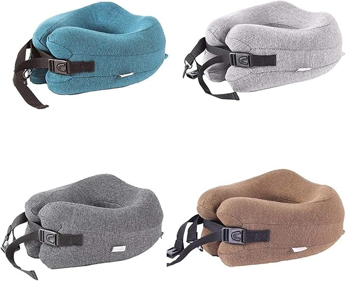 Neck Pillow Sleep Kit - 100% Memory Foam Travel Pillow, Compact Carry Bag, U-Shaped Airplane Car Flight Pillow, Breathable and Comfortable 360-Degree Head Support (Color : White)