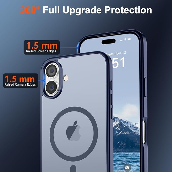 SUPFINE Magnetic for iPhone 17 Case (Compatible with MagSafe)(Military Grade Drop Protection) Translucent Matte Shockproof with Anti-Fingerprint Phone Cover 2025,Navy Blue
