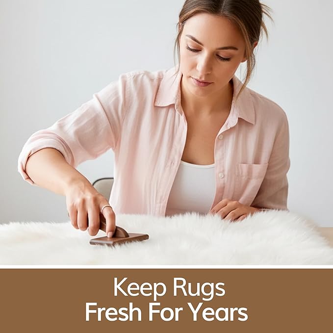 WaySoft Sheepskin Rug Brush with Premium Natural Beech Wood Handle, Restores Softness & Fluff, Gently Removes Dirt, Ideal for Sheepskin Rug Care, Includes Hanging Leather Strap for Easy Storage